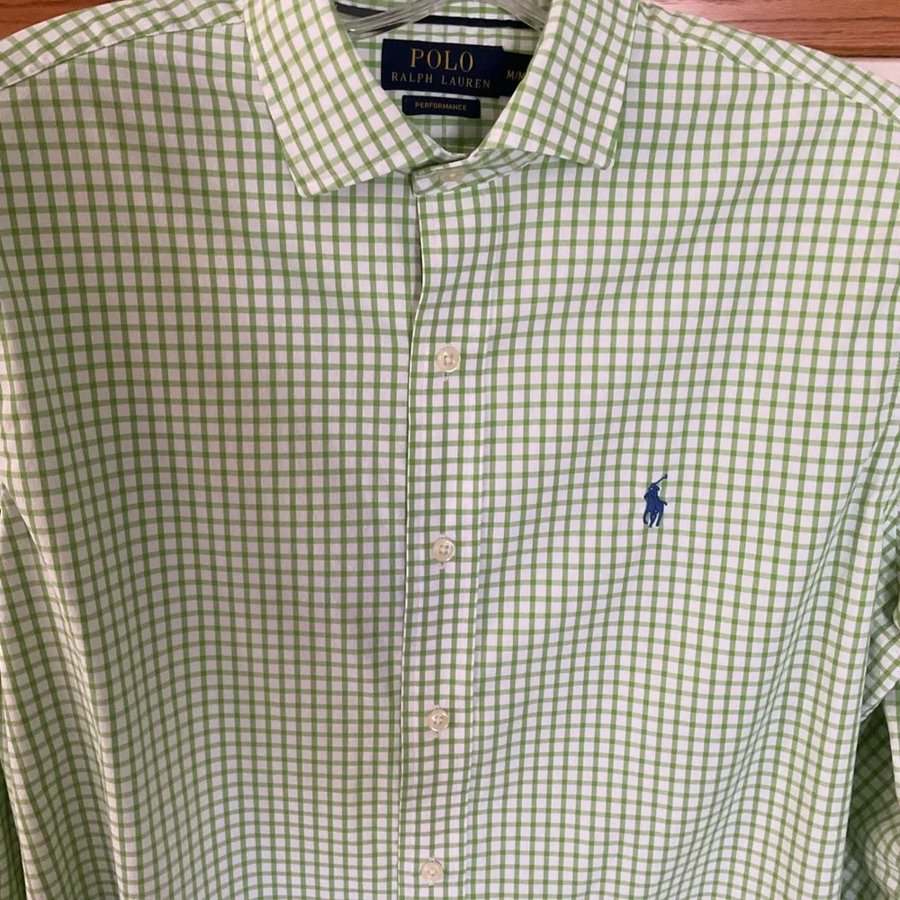 Polo Ralph Lauren Performance Green/White Check Long Sleeve Men’s Shirt,…